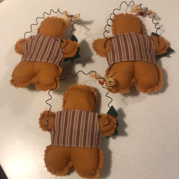 Vintage set if 3 ginger bread cookie Christmas tree ornaments & one canvas bag - Picture 7 of 16